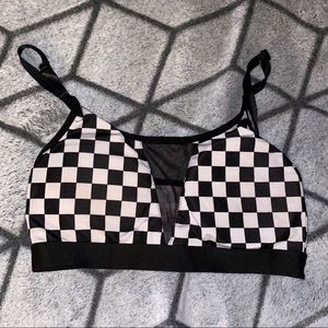 Black and white checkered sports bra.